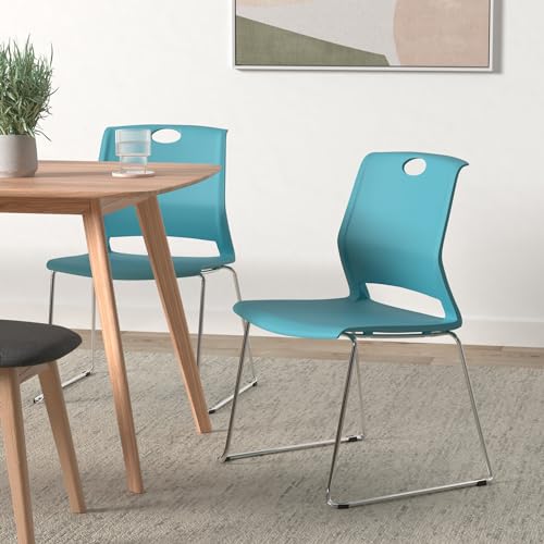 Sidanli Blue Stacking Chairs-Set of 4