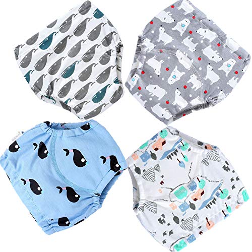 4 Pack Baby Toddler Reusable Toilet Pee Potty Training Pants Cloth Diapers Underwear (3T, D)