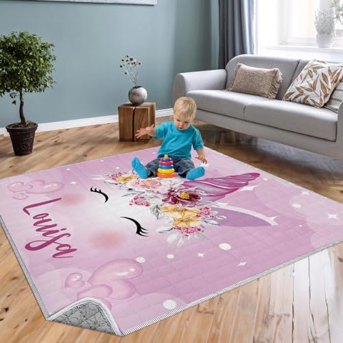 Custom Name Baby Play Mat - Soft Purple Play Mats for Floor, Foldable Waterproof Playmats for Babies and Toddlers Kids, Reversible Baby Crawling Mat for Indoor and Outdoor(43