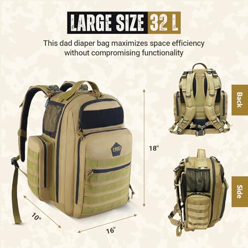 HighSpeedDaddy - Original Baby Diaper Backpack, Military-Grade, Waterproof Baby Travel Bag for Dads & Moms, Lay-Flat Design with Stroller Straps, Tablet Sleeve, & Rubber Feet