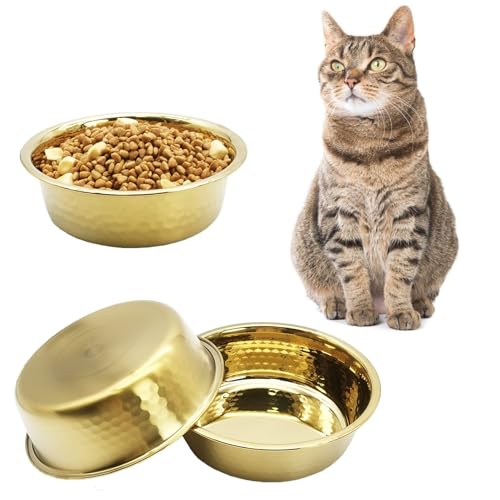 kathson 3pcs Premium Stainless Steel Dog Bowls, Hammered Thickened Metal Dog Bowl Feeding or Water Bowls for Small/Meidum/Large Sized Dogs&Cats Stackable Metal Cat Bowl Dishwasher Safe 5.5 Dia.