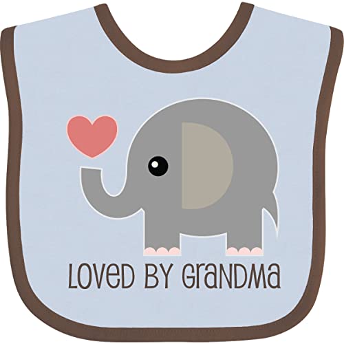 inktastic Loved By Grandma Cute Grandchild Baby Bib Blue and Chocolate 2214c