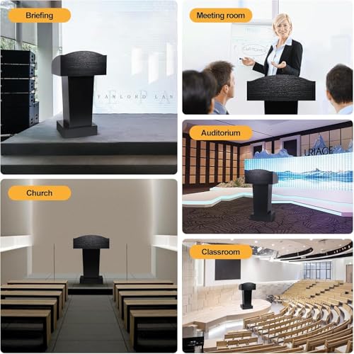 Wood Podium, Stand-Up Speaking Lectern & Podium Stand, Podium Reception Desk Hostess Stand, Wooden Pulpitos para Iglesias, Portable Pulpit for Churches Classroom Schools (Black)