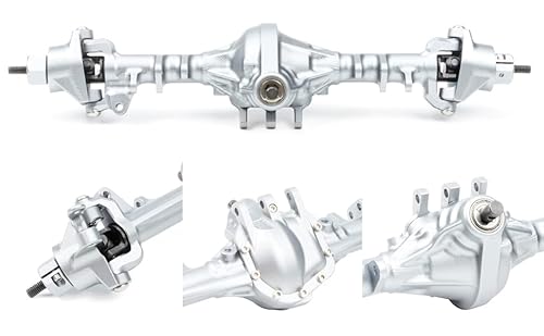 Aluminum Front & Rear Axles CNC Complete Axle Set for 1/10 RC Crawler Car Axial SCX10 II RGT 86100 Redcat GEN8 Element Enduro CC01 (Silver Front Rear Axle)