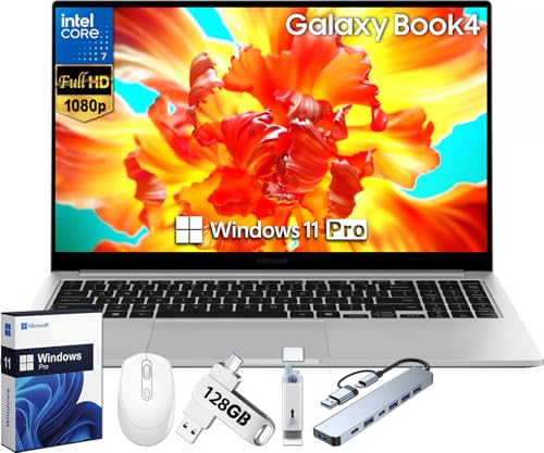 SAMSUNG Galaxy Book4 Copilot AI PC Business Laptop, Microsoft Office Lifetime License & Windows 11 Pro, Intel 10-Core 7
