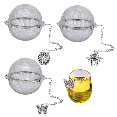 Tea Infusers for Loose Tea 3 Sets Tea Infuser Loose Leaf Tea Steeper Tea Stainless Steel Ball Mesh Tea Strainer Filters with Metal Pendant (Metal Animal)