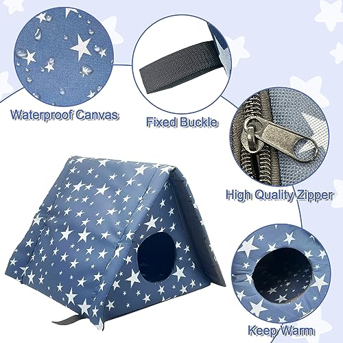 Fhiny Stray Cats Shelter, Waterproof Outdoor Cat House Foldable Warm Pet Cave for Winter Wild Animal Tent Bed Anti-Slip Kitten Cave for Feral Cat Dog Puppy Weatherproof (M, Blue)