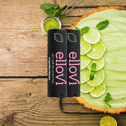 Ellovi Natural Lip Butter Lip Balm - Key Lime - Pure Enough to Eat - Made With Just 6 Vegan Ingredients - Moisturizing Lip Care for All Day Hydration (2-Pack)