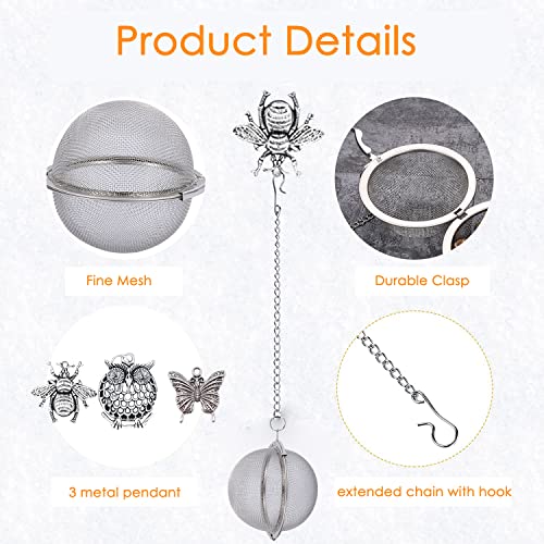 Tea Infusers for Loose Tea 3 Sets Tea Infuser Loose Leaf Tea Steeper Tea Stainless Steel Ball Mesh Tea Strainer Filters with Metal Pendant (Metal Animal)