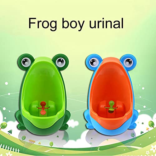Worparsen Frog Pee Training,Cute Potty Training Urinal for Boys with Funny Aiming Target,Green Urinals for Toddler Boy,Training Pee Trainer Boys Urinal,Frog Shape Pee Trainer Blue + Orange