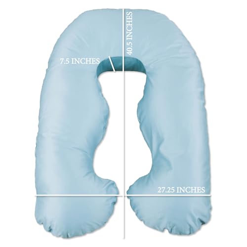 Leachco Back 'N Belly® Mini Supreme │ Compact Contoured Body Pregnancy/Maternity Pillow │ with a Zippered Removable Cover - Cool Blue