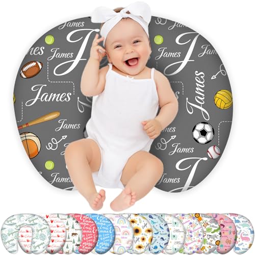 Custom Baby Nursing Pillow Cover Personalized Name Football Theme Breastfeeding Pillow Cover for Baby Boys and Girls