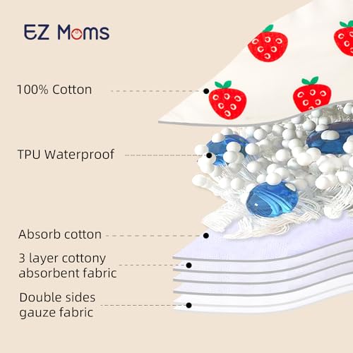 EZ Moms 8 Packs Toddler Potty Training Underwear for Girls 100% Cotton 7 Layer Thick Absorbent Potty Training Pants 4T Ruffled Soft Waterproof Underwear for Toddlers Pee Pants with 1pc Wet Bag
