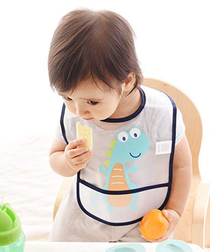 Hudson Baby Unisex Baby Waterproof PEVA Bibs, Owl, One Size