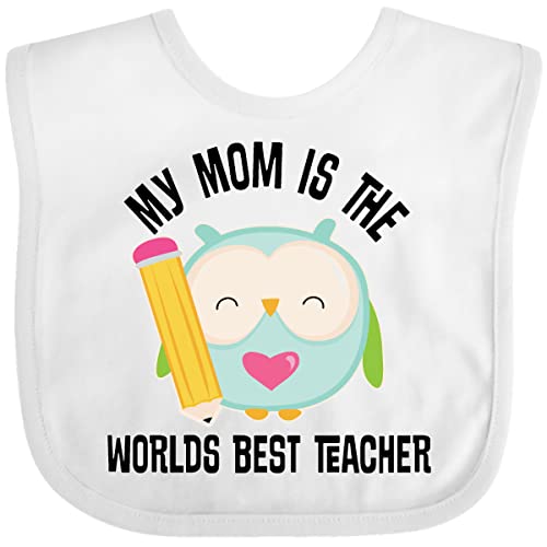 inktastic Teacher Mom School Owl Baby Bib White 25028