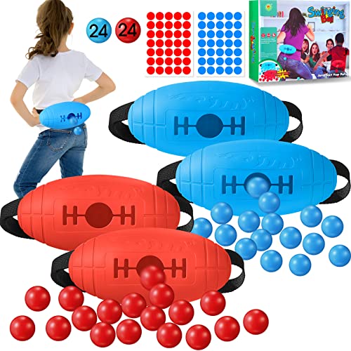 Sratte 4 Pack Shaking Swing Balls for Kids Age 14+ Years Old, Indoor Outdoor Games for Adults and Family, Easter Camping Yard Beach Playset, with 48 Pcs Balls and 108 Stickers