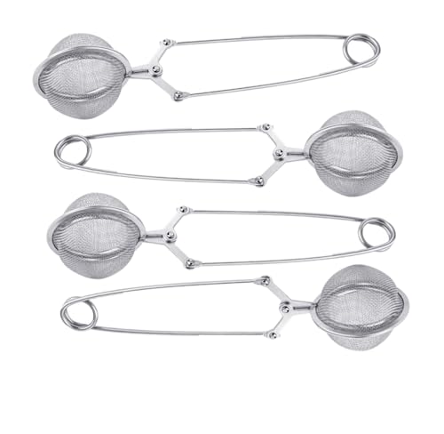Leadigol 4 Pack Stainless Steel Tea Infuser Filter with Handle,Snap Ball Tea Strainer,Tea Ball Metal Mesh Tea Filter Sifter, for Loose Leaf Tea, Spices, Seasonings