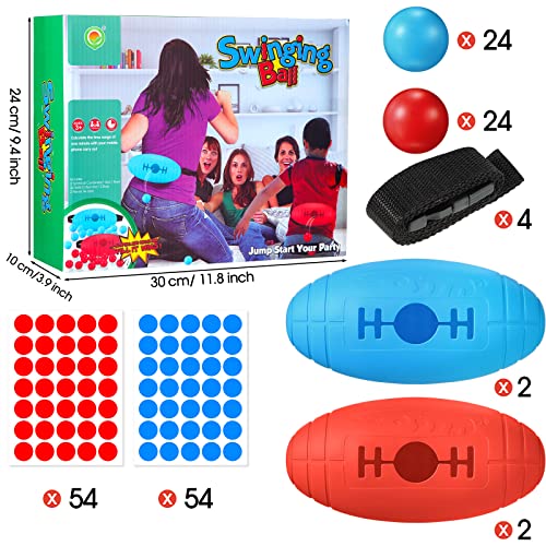 Sratte 4 Pack Shaking Swing Balls for Kids Age 14+ Years Old, Indoor Outdoor Games for Adults and Family, Easter Camping Yard Beach Playset, with 48 Pcs Balls and 108 Stickers