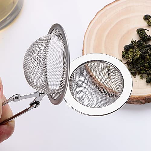 Leadigol 4 Pack Stainless Steel Tea Infuser Filter with Handle,Snap Ball Tea Strainer,Tea Ball Metal Mesh Tea Filter Sifter, for Loose Leaf Tea, Spices, Seasonings