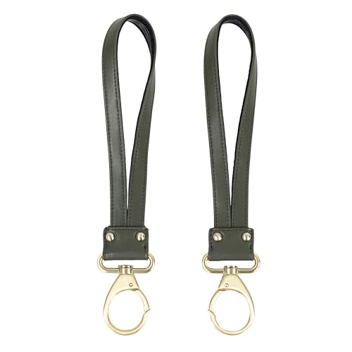 TWELVElittle Stroller Clips 2.0 Non Slip, Vegan Leather, Diaper Bag Straps, Olive