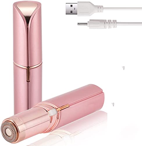Rirsoasy Facial Hair Removal for Women Painless Hair Remover, Waterproof Shaver Razor Hair Remover with LED Light for Face Upper Mustache Lip Chin, Rechargeable (Rose Gold)