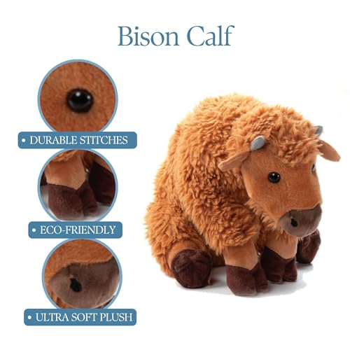 The Petting Zoo Bison Calf Stuffed Animal Plushie, Gifts for Kids, Wild Onez Wildlife Animals, Bison Calf Plush Toy 12 inches