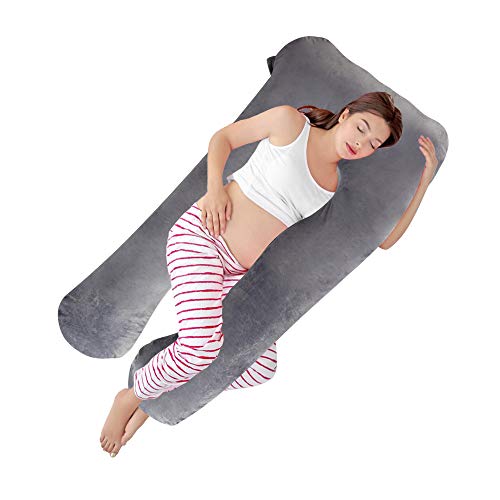 COLOR TREE Pregnancy Pillows for Sleeping - U Shaped Fluffy Elastic Maternity Full Body Pillow for Belly/Neck/Head/Leg/Knee Support