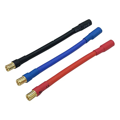 3pcs/Set 6.5MM Bullet Male to Female 10AWG 10CM ESC Extension Cable for RC Car Boat Brushless Motor ESC (6.5mm Male to 6.5mm Female)