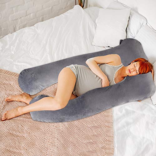 COLOR TREE Pregnancy Pillows for Sleeping - U Shaped Fluffy Elastic Maternity Full Body Pillow for Belly/Neck/Head/Leg/Knee Support