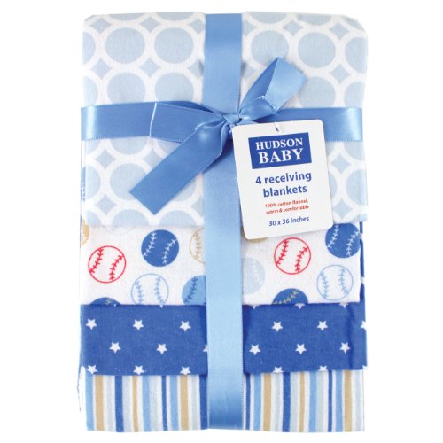 Hudson Baby Unisex Baby Cotton Flannel Receiving Blankets, Pink Rose, One Size