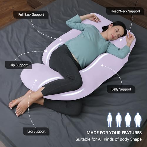 MOON PARK Pregnancy Pillows for Sleeping - U Shaped Full Body Maternity Pillow with Removable Cover - Support for Back, Legs, Belly, HIPS
