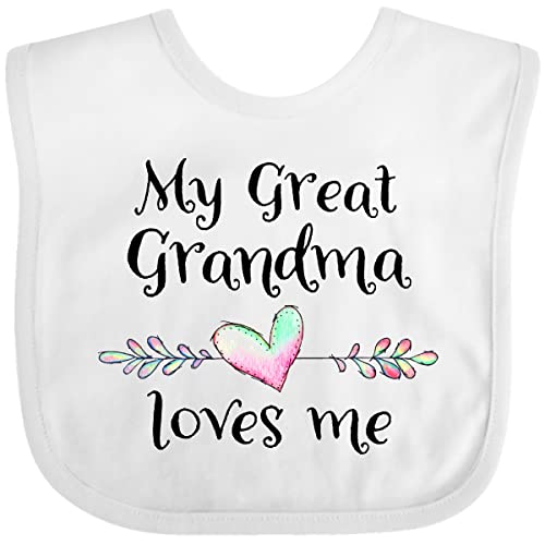 inktastic My Great Grandma Loves Me- Heart Great Grandchild Baby Bib White 37614