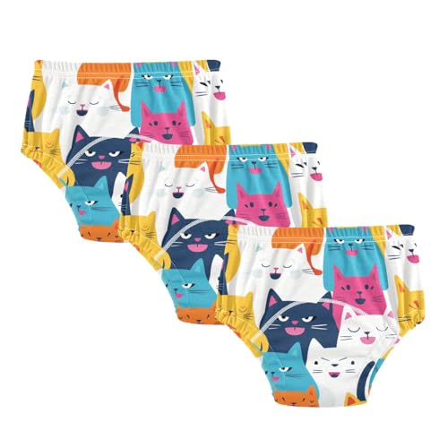 SUABO Toddler Training Pants Funny Cat 3 Packs Cotton Training Pants Training Underwear For Toddler Boy and Girls 2T