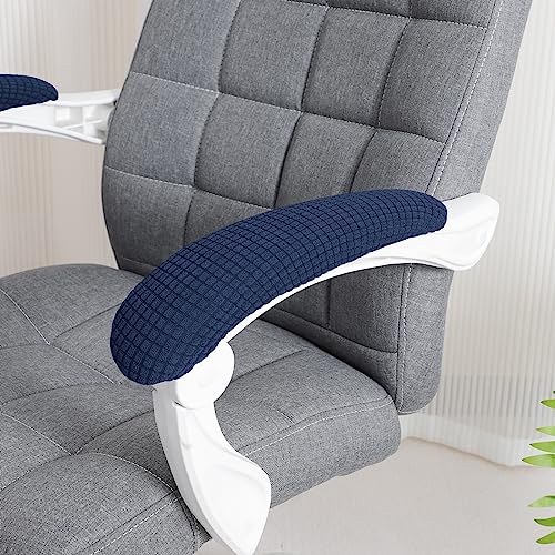 FORCHEER Office Chair Armrest Covers Stretchable Water Resistant Spandex Stretch Jacquard Elastic Band Computer Office Chair Arm Pad Covers Chair Slipcover for Desk Chairs Arm 2P-Navy Blue