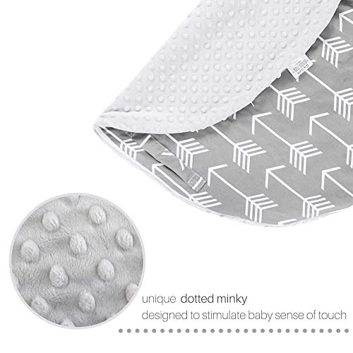 Water Resistant Removable Cover for Newborn Lounger | Unisex Gray Arrow Design | Minky Slipcover | Premium Quality Soft Wipeable Fabric (Minky Gray Arrow)