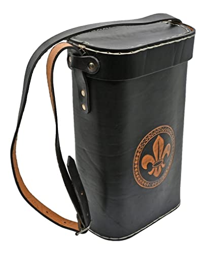 Matera - yerba mate Leather set bag - yerba mate carry - yerba mate Leather travel bag (Black Design Fleur de lis)