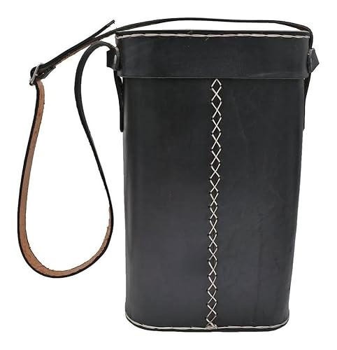 Matera - yerba mate Leather set bag - yerba mate carry - yerba mate Leather travel bag (Black Design Fleur de lis)