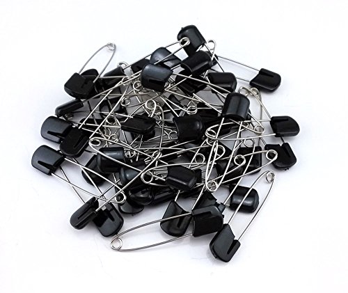 yueton 50pcs Black Plastic Head Baby Safety Pins Safety Locking Baby Cloth Diaper Nappy Pins