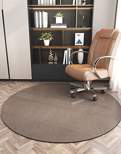 Heavyoff Round Office Chair Mat for Hardwood Floor Computer Gaming Rolling Chair Mat Floor Protector Mat Desk Rug Wood Tile Protection Mat for Office Home, Brown, Diameter 40
