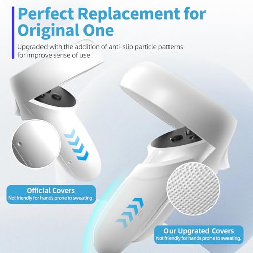 Battery Covers for Oculus Quest 2 Controller, TanReginal Ergonomic Design Covers for Meta Quest 2 Controller, Replacement Parts with Anti-slip Granule Texture, Premium PVC Material