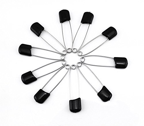 yueton 50pcs Black Plastic Head Baby Safety Pins Safety Locking Baby Cloth Diaper Nappy Pins