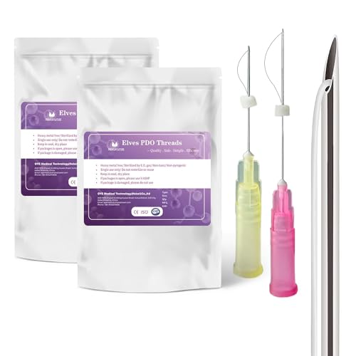 elves PCL Threads for Face Lift Mono Threads 30G38mm Pcl Smooth Threads Sharp Tip PCL Threads Mono 20Pcs Long-Lasting Skin Tightening Smoothing of Wrinkles