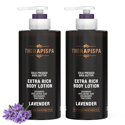 THERAPISPA Scented Body Lotion for Women – Calming Lavender Scented Moisturizer with Shea Butter, Ceramides & Panthenol to Soothe, Smooth & Comfort Dry Skin (Lavender