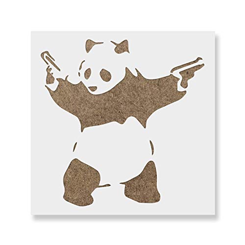 Panda with Guns Banksy Stencil - Funny Banksy Panda Stencil