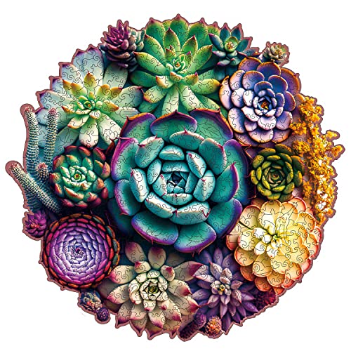 Mys Aurora Wooden Jigsaw Puzzles - Mandala Succulent Plants