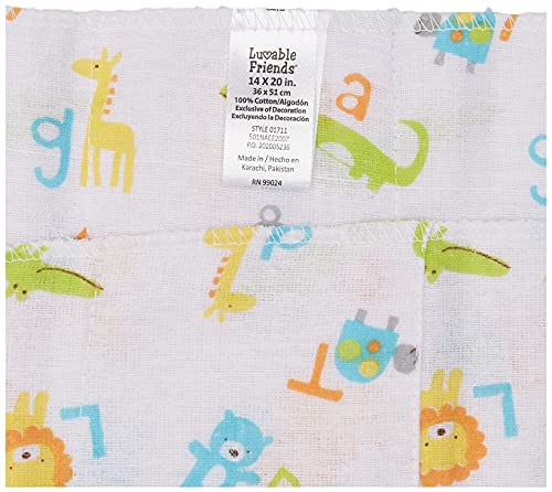 Luvable Friends Unisex Baby Cotton Flannel Burp Cloths, Abc, One Size