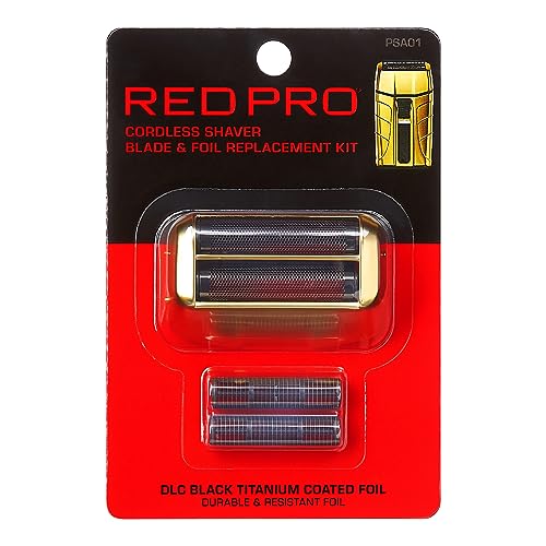 RED Pro Cordless Shaver Blade & Foil Kit Replacement, DLC Black Titanium Coated Foil, Durable Resistant Cutter, Smooth Saving, No Bump/Irritation
