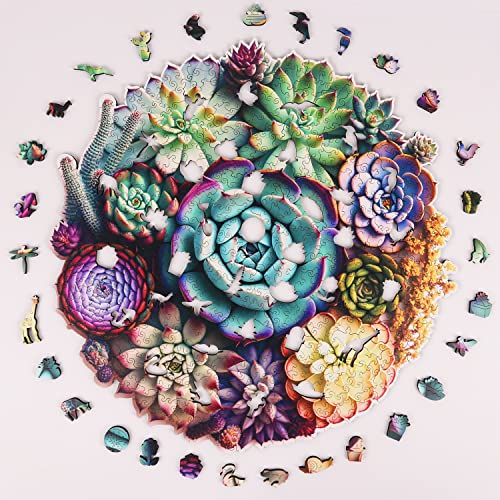 Mys Aurora Wooden Jigsaw Puzzles - Mandala Succulent Plants