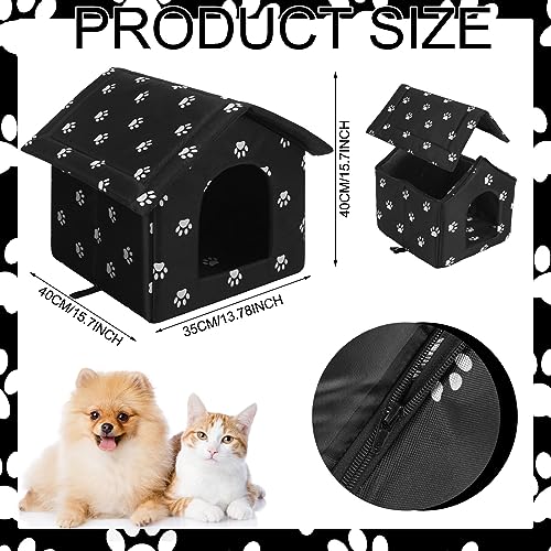 Soaoo 2 Pcs Large Feral Cat Shelter Outdoor Cat House 15.8 x 13.7 x 15.8 Inch Weatherproof and Insulated Foldable Cotton Filled Thicken Stray Shelter with Stakes for Wild Animal Easy to Assemble