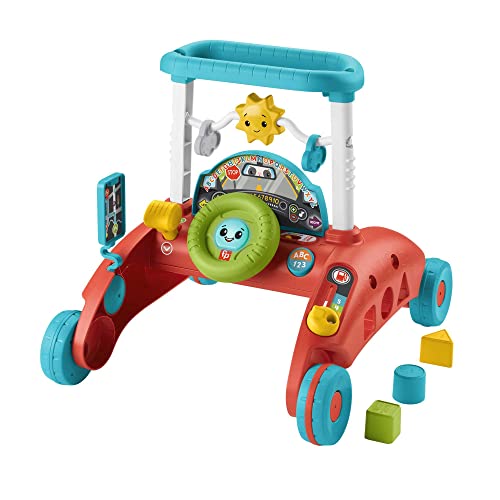 Fisher-Price ​​ 2-Sided Steady Speed Walker, car-Themed Baby Walker with 2 Sides of Interactive Activities and Learning Songs​ and Sounds, UK English Edition, HJP47